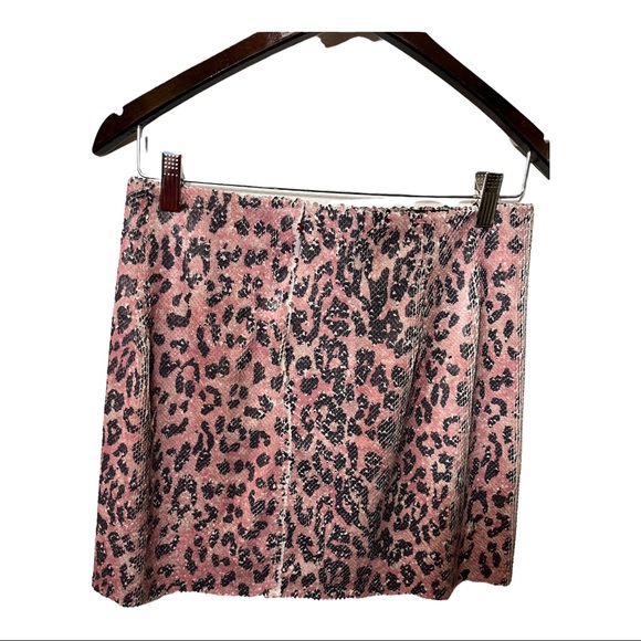 FREE PEOPLE PINK CHEETAH SEQUINED MINI SKIRT NEW WITH TAG SIZE 2 - Picture 13 of 16